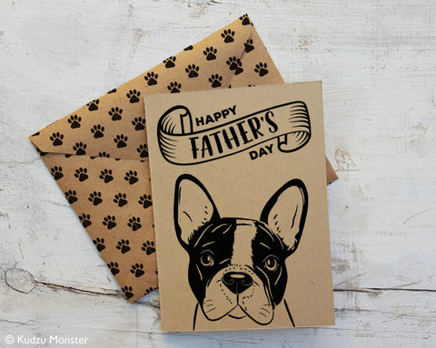 Printable french bulldog father's day card