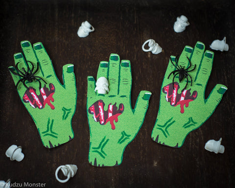 Printable halloween zombie hand ring party favor