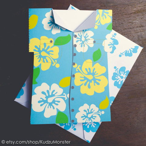 Printable hawaiian shirt father's day card