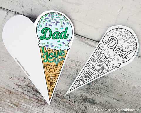 Ice cream coloring father's day card