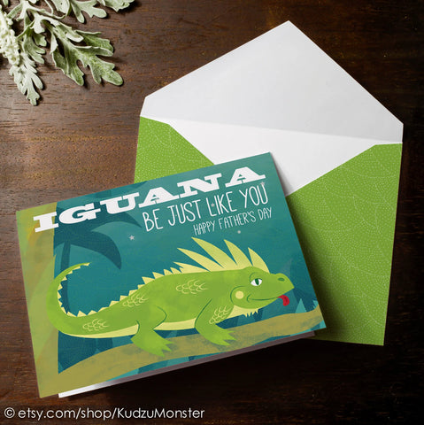 Printable iguana father's day card