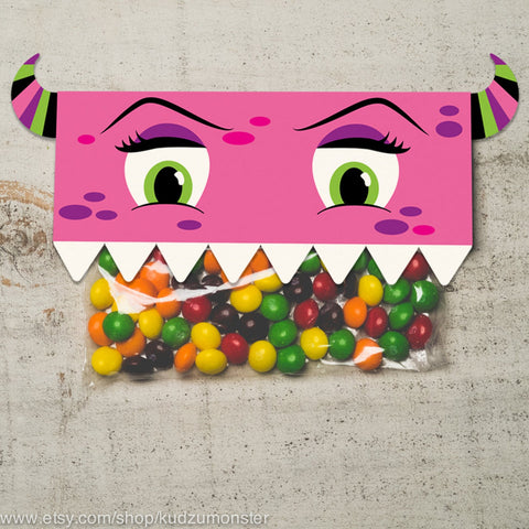 Printable monster treat bag topper valentine