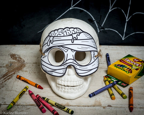 Printable mummy halloween coloring mask