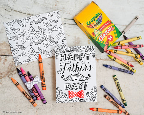 Mustache and bowtie father's day coloring card