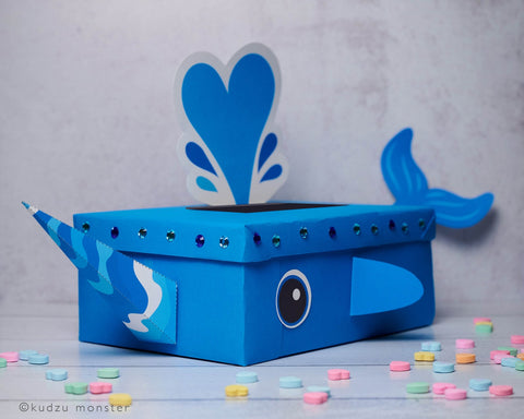 Printable narwhal valentine box decor kit