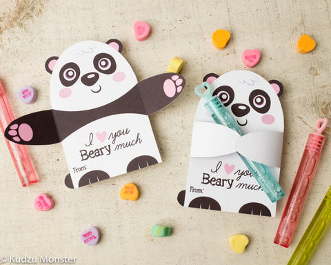 Printable panda valentine