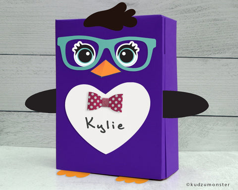 Printable penguin valentine box decor kit