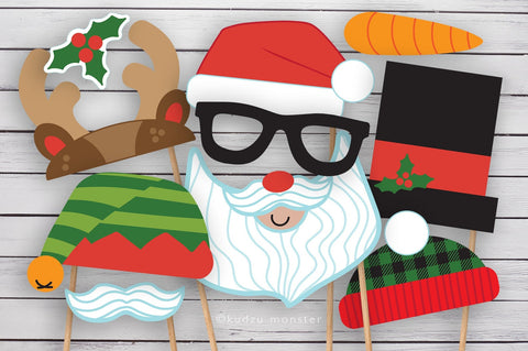 Printable Christmas photo booth props