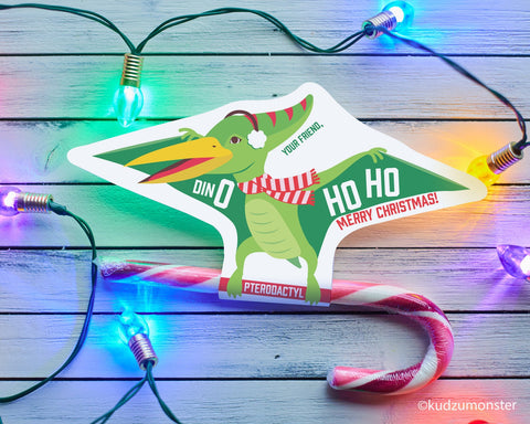 Printable pterodactyl candy cane holder