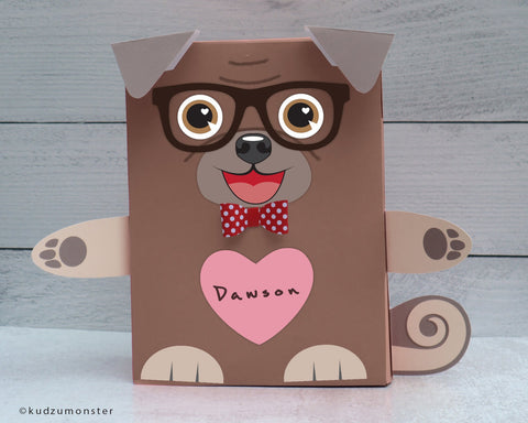 Printable pug valentine box decor kit