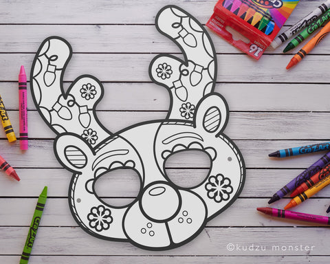 Printable christmas reindeer coloring mask