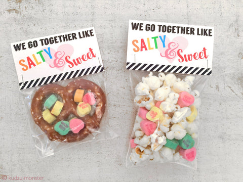 Printable salty and sweet treat bag topper valentine