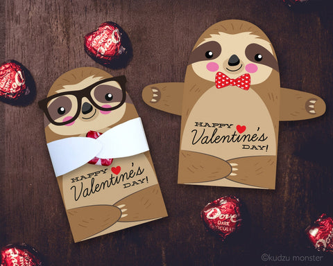 Printable sloth valentine