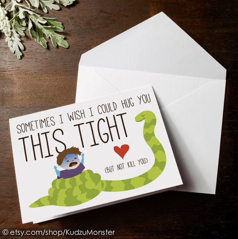 Mailable boa constrictor valentine's day card