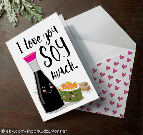 Printable soy sushi valentine's day card