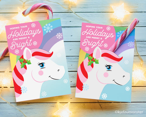 Printable unicorn candy cane holder