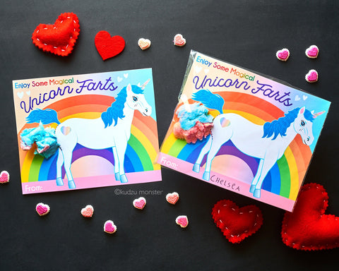 Printable unicorn fart valentine