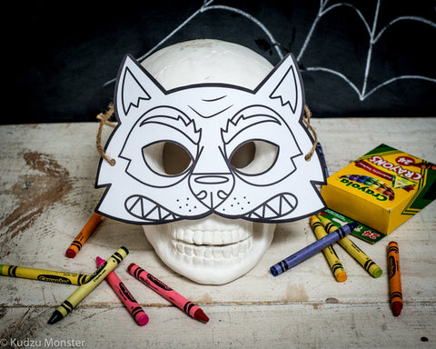 Printable werewolf halloween coloring mask