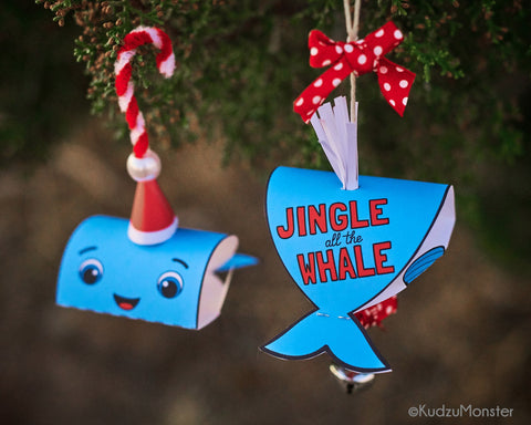 Printable jingle whale christmas ornament activity