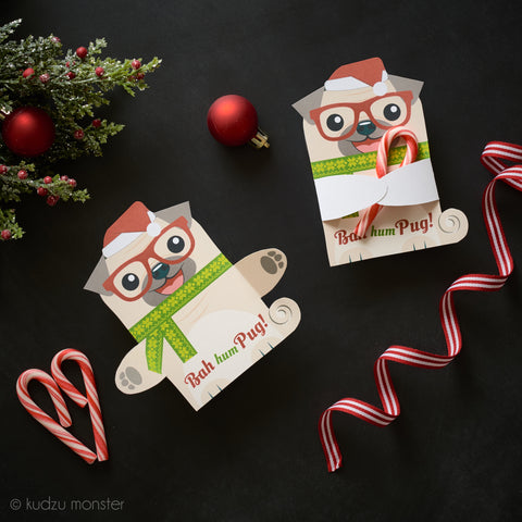 Printable Pug Holiday Huggers