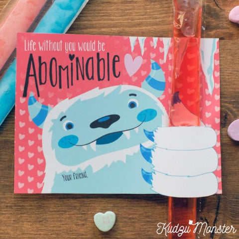 Printable yeti freezer pop valentine