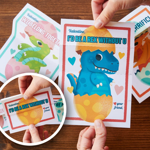 Printable dino egg folding surprise valentine variety pack