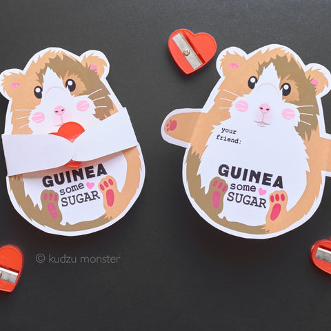 Printable guinea pig hugger valentine