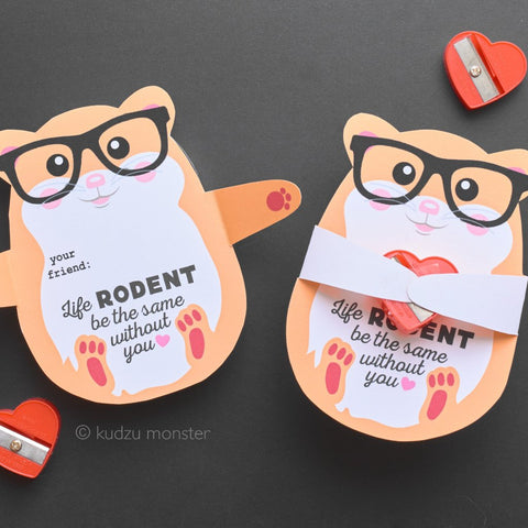 Printable hamster hugger valentine