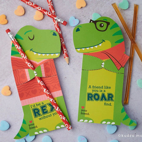 Printable t rex hugger valentine