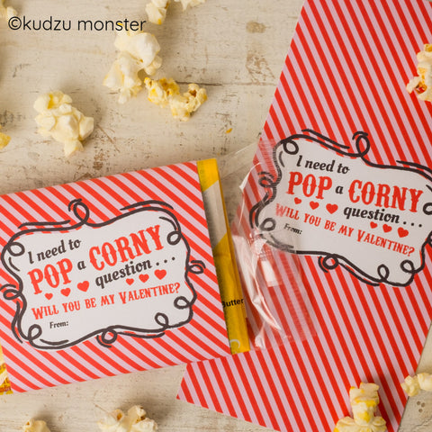 Printable popcorn valentine