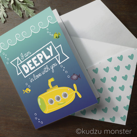 Printable submarine valentine's day card