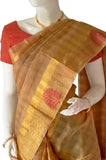 Gold Checks Pure Coimbatore Handloom Raw Silk Saree