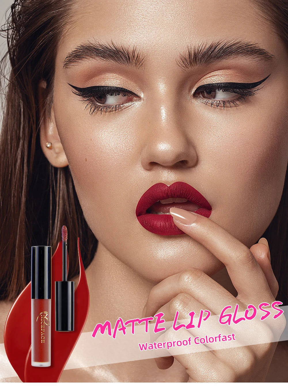 NICEFACE Nude Liquid Lipstick Ultra Matte Velvet Long Lasting Women Beauty Red Nonstick Cup Waterproof Lip Gloss Lips Cosmetics - Riparo82