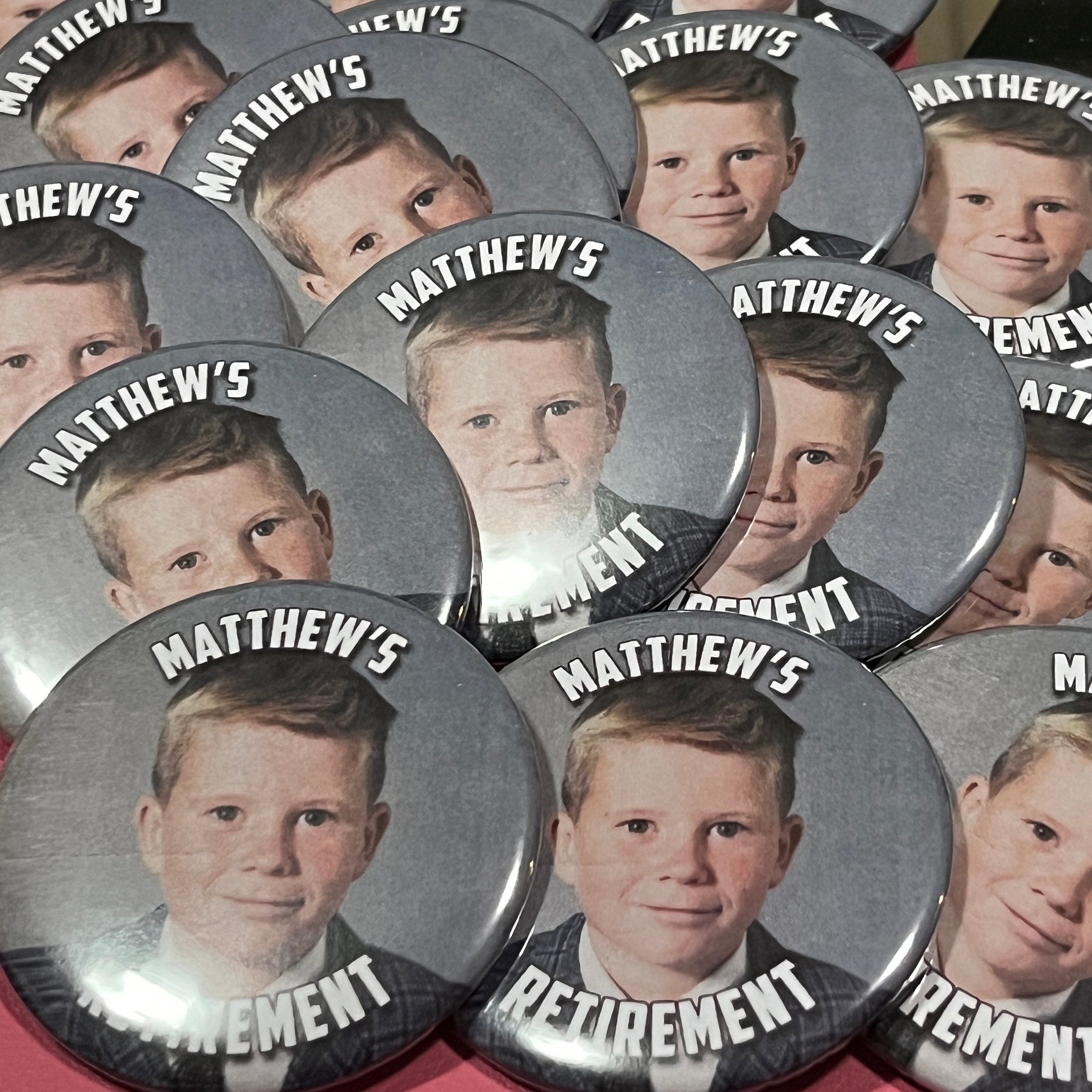 Custom Retirement Party Favor,  Photo Pins for Work Party, Adult Party Favors - 15 pieces +