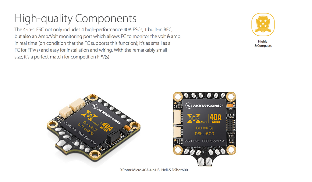 XRotor Micro 40A 4in1 BLHeli-S DShot600
