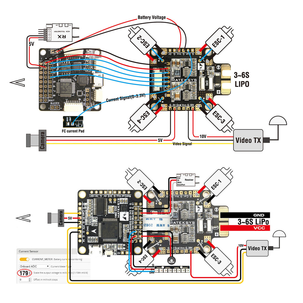 Matek FCHUB-6S with Current Sensor 184A BEC 5V & 10V PDB