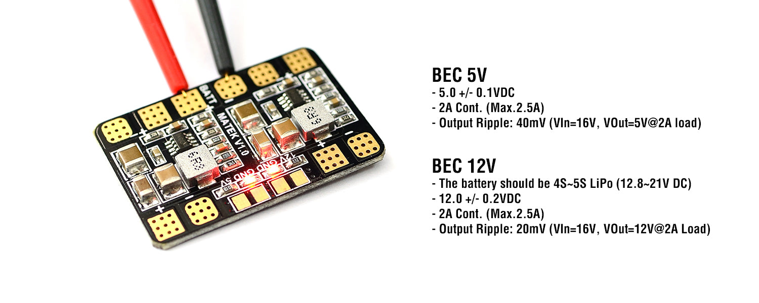 Matek MICRO PDB W/ BEC 5V & 12V