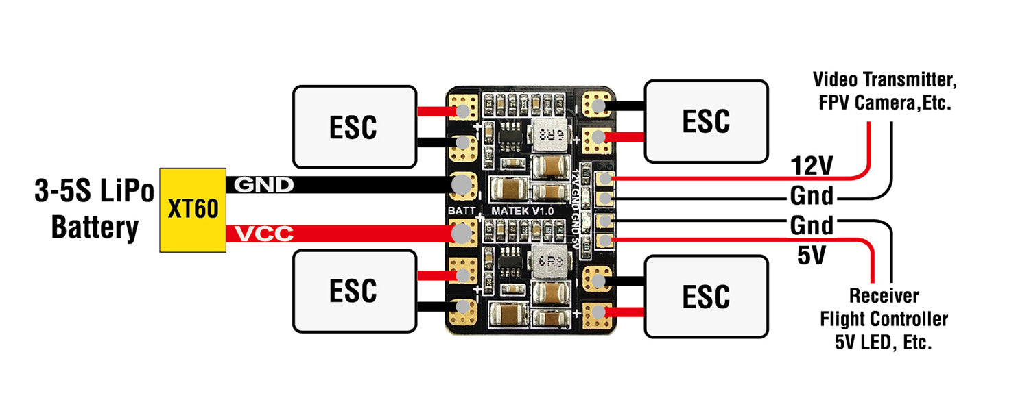 Matek MICRO PDB W/ BEC 5V & 12V