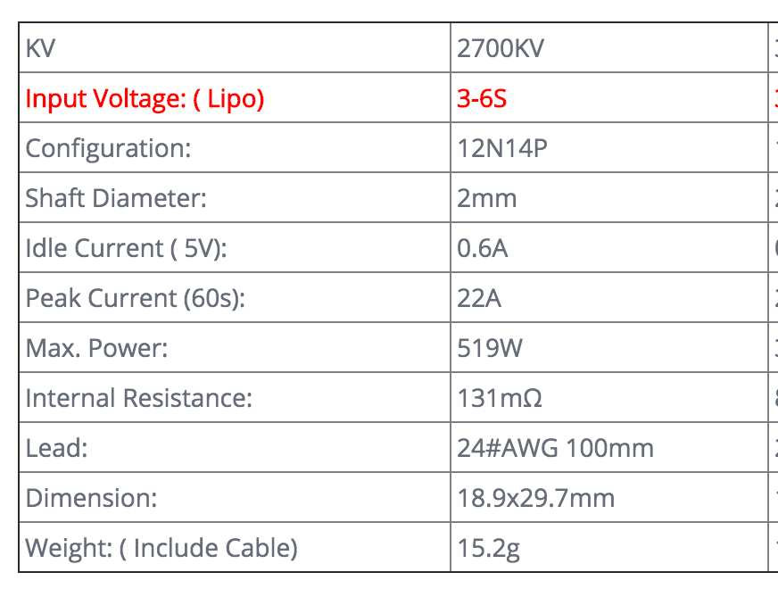 T-Motor F1507 1507 2700KV 6S