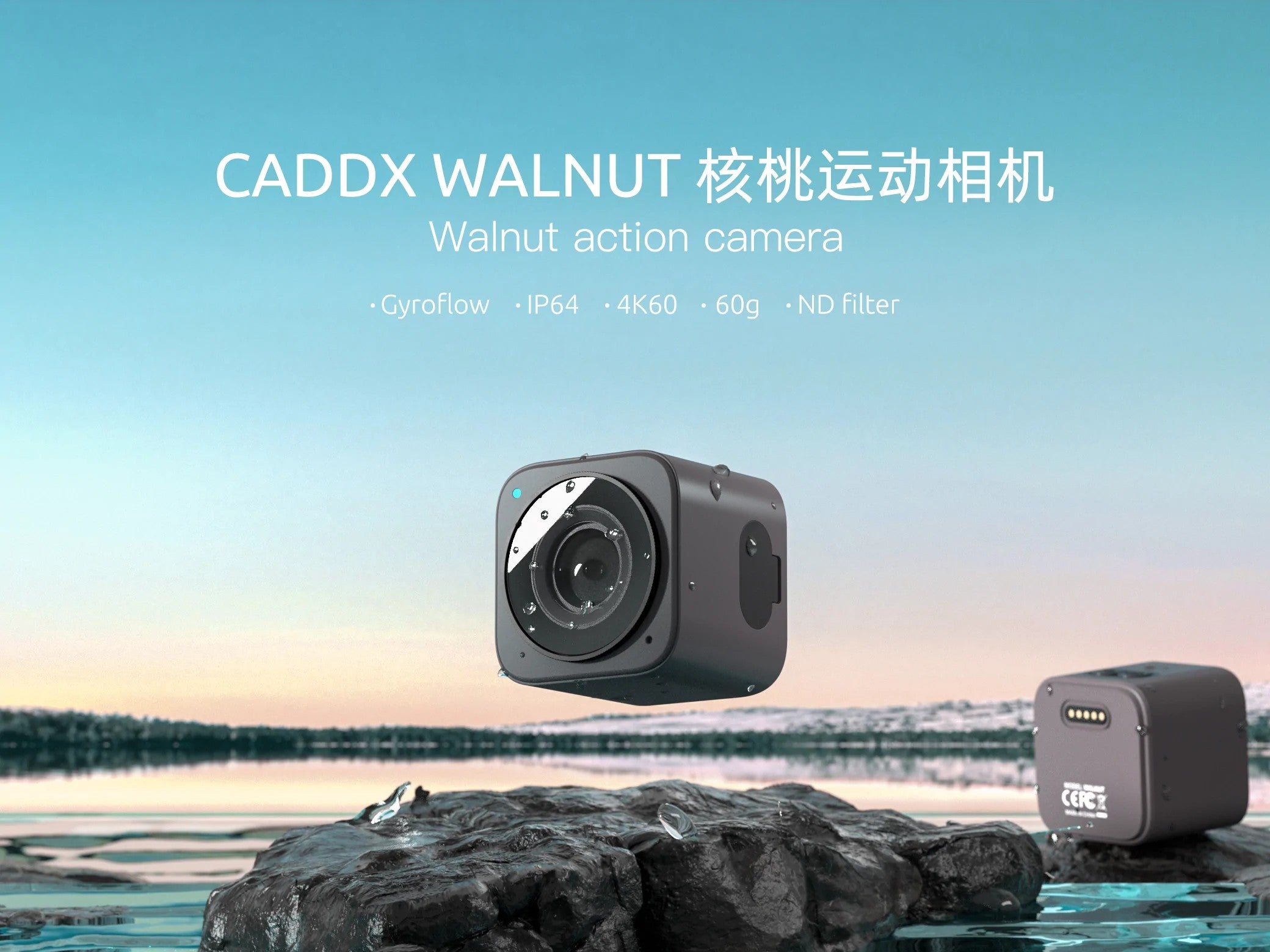 Caddx Walnut Action Camera 4K/60fps Gyroflow IP64 60g for FPV Drone