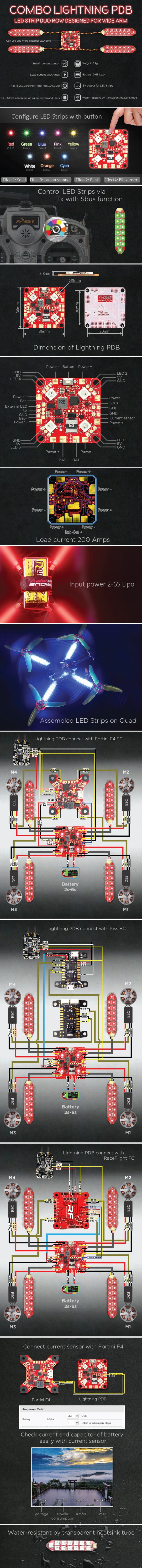 FuriousFPV Lightning PDB with Duo Row LED Strip