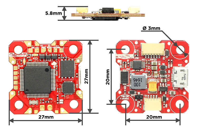 FuriousFPV PIKO F4 16MB Black Box Flight Controller