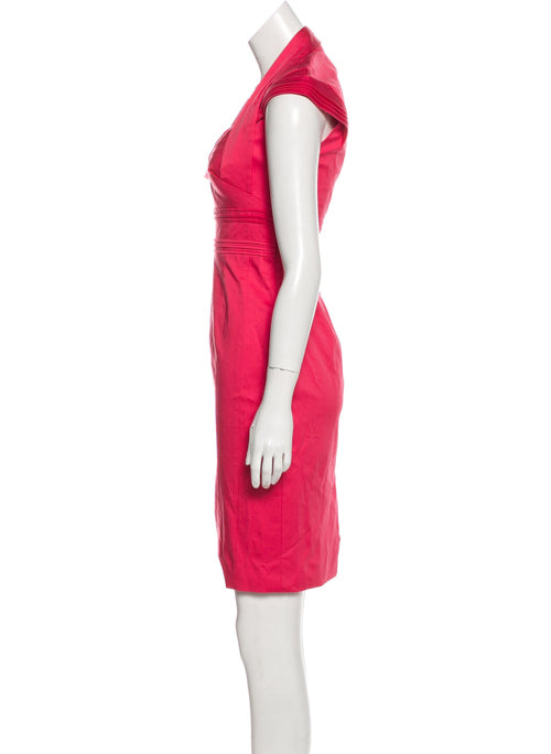 Eva Pleated Tailored Knee-Length Midi Dress in Coral – Celebrity Designz