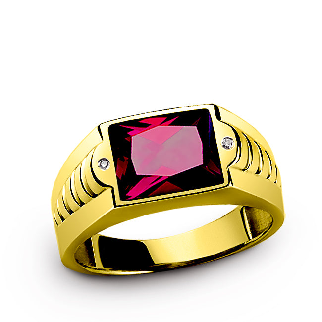 Natural Garnet Men's Ring 18K Yellow Gold Ring Gemstone Ring January  Birthstone. | eBay