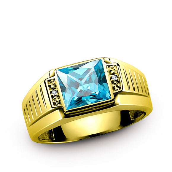 Men's Ring with Citrine Gemstone in 14k Yellow Gold