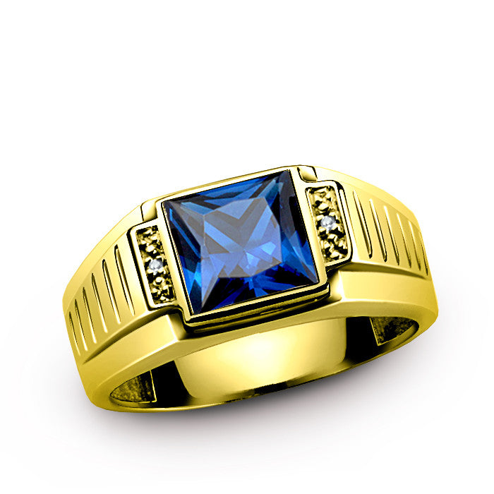 blue sapphire gold ring