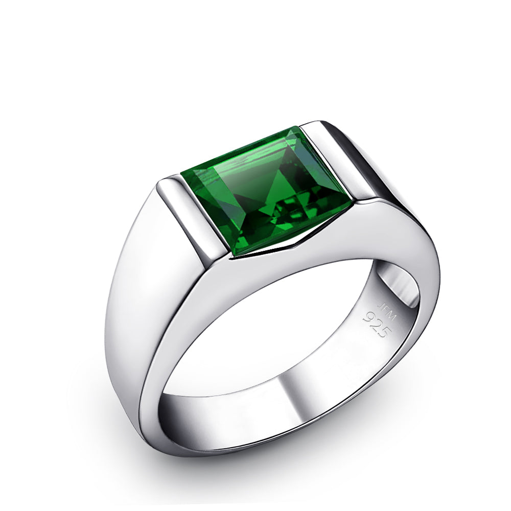 Emerald Engagement Ring For Man In Solid Sterling Silver Gents Green   62 925 1024x1024 