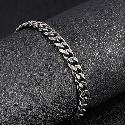 Dark Silver Cuban Link Chain Bracelet - Bracelets For Men