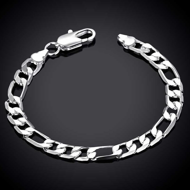 7mm Mens Real Solid 925 Sterling Silver Heavy Figaro Chain Link ...