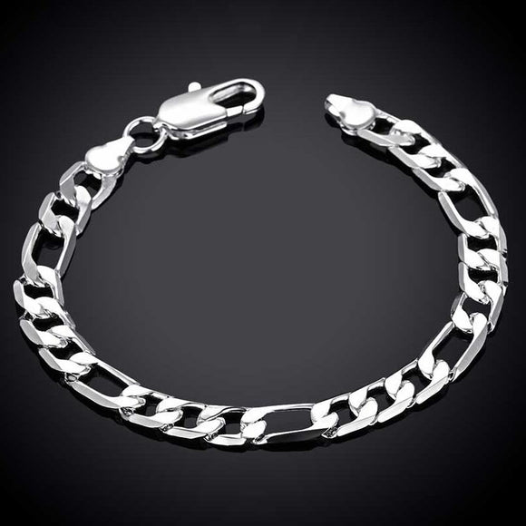 7mm Mens Gold Plated on Sterling Silver Heavy Figaro Chain Link ...